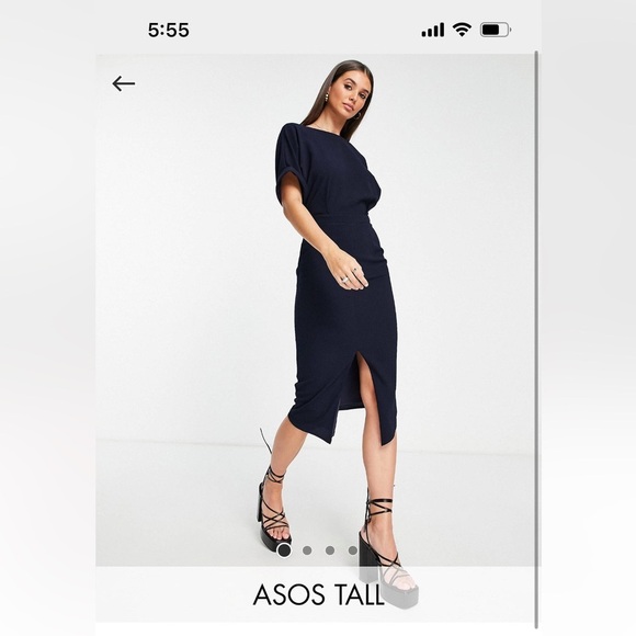 ASOS DESIGN tall wiggle midi dress in navy - Picture 3 of 7